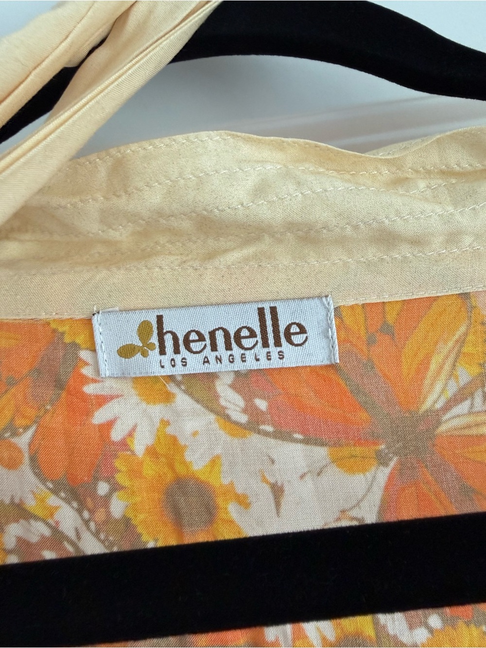 New Henelle Lauren Canyon Bohemian Orange Yellow Floral Butterfly Robe One Size - Picture 6 of 11